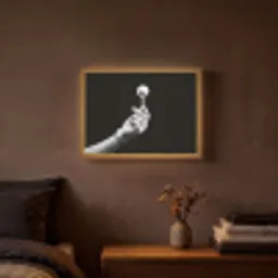 Golfbal - Zwart - Wit Light Box met batterij (Wandlamp) middel -sfeer4