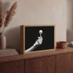 Golfbal - Zwart - Wit Light Box met batterij (Wandlamp) middel -sfeer2