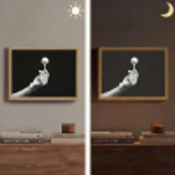 Golfbal - Zwart - Wit Light Box met batterij (Wandlamp) middel -sfeer3