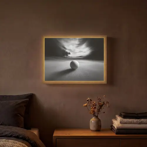 Golfbal - Wazig - Zwart Light Box met batterij (Wandlamp) middel -sfeer4
