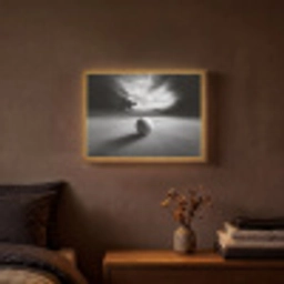 Golfbal - Wazig - Zwart Light Box met batterij (Wandlamp) middel -sfeer4