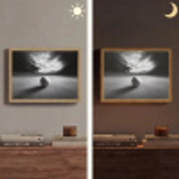 Golfbal - Wazig - Zwart Light Box met batterij (Wandlamp) middel -sfeer3