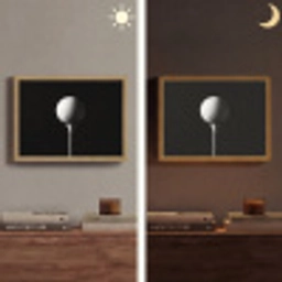 Golfbal - Minimalistisch - Wit Light Box met batterij (Wandlamp) middel -sfeer3