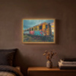 Graffiti - Verlaten trein - Street art Light Box met batterij (Wandlamp) middel -sfeer4