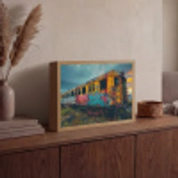 Graffiti - Verlaten trein - Street art Light Box met batterij (Wandlamp) middel -sfeer2