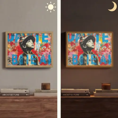 Graffiti - Jongen - Street art - Kleuren Light Box met batterij (Wandlamp) middel -sfeer3