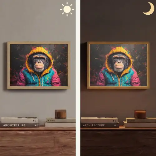 Graffiti - Chimpansee - Jas - Aap - Verf Light Box met batterij (Wandlamp) middel -sfeer3