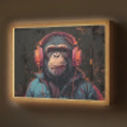Graffiti - Chimpansee - Koptelefoon - Aap Light Box met batterij (Wandlamp) middel -z3d_website