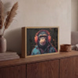 Graffiti - Chimpansee - Koptelefoon - Aap Light Box met batterij (Wandlamp) middel -sfeer2