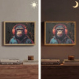 Graffiti - Chimpansee - Koptelefoon - Aap Light Box met batterij (Wandlamp) middel -sfeer3