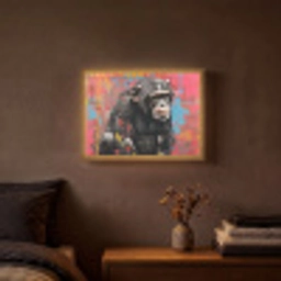 Graffiti - Chimpansee - Aap - Dieren - Street art Light Box met batterij (Wandlamp) middel -sfeer4
