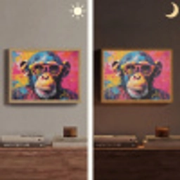 Graffiti - Chimpansee - Aap - Bril - Kleurrijk Light Box met batterij (Wandlamp) middel -sfeer3