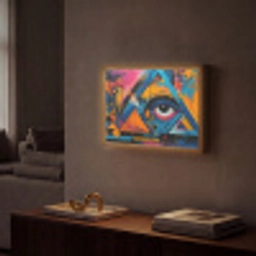 Graffiti - Kleuren - Oog - Kunst Light Box met batterij (Wandlamp) middel -sfeer1