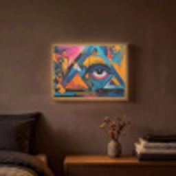 Graffiti - Kleuren - Oog - Kunst Light Box met batterij (Wandlamp) middel -sfeer4