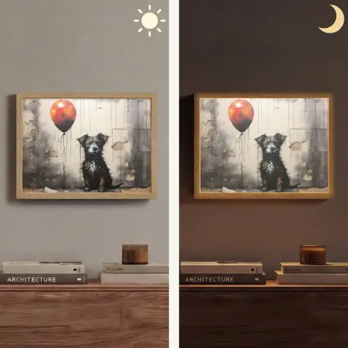 Graffiti - Hond - Ballon - Dieren Light Box met batterij (Wandlamp) middel -sfeer3