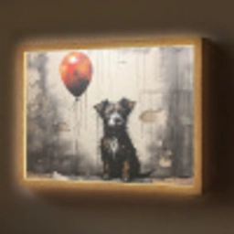 Graffiti - Hond - Ballon - Dieren Light Box met batterij (Wandlamp) middel -z3d_website
