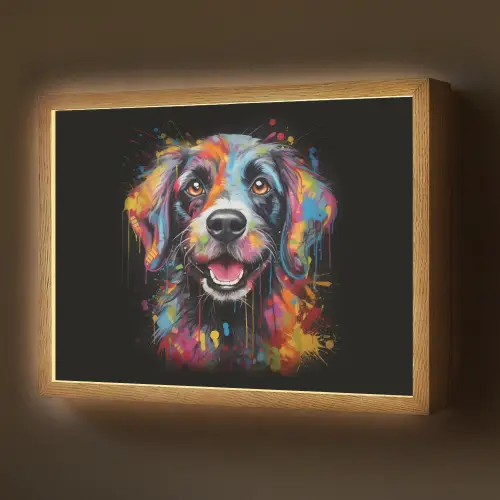 Graffiti - Hond - Zwart - Kleuren Light Box met batterij (Wandlamp) middel -z3d_website