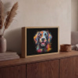 Graffiti - Hond - Zwart - Kleuren Light Box met batterij (Wandlamp) middel -sfeer2