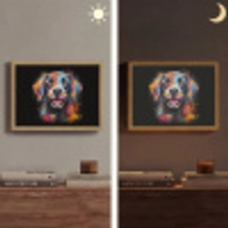 Graffiti - Hond - Zwart - Kleuren Light Box met batterij (Wandlamp) middel -sfeer3