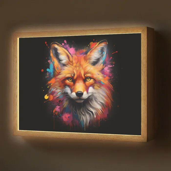 Graffiti - Vos - Zwart - Pop art Light Box met batterij (Wandlamp) middel -z3d_website