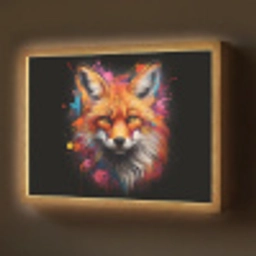 Graffiti - Vos - Zwart - Pop art Light Box met batterij (Wandlamp) middel -z3d_website