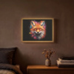 Graffiti - Vos - Zwart - Pop art Light Box met batterij (Wandlamp) middel -sfeer4