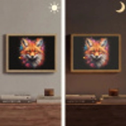 Graffiti - Vos - Zwart - Pop art Light Box met batterij (Wandlamp) middel -sfeer3