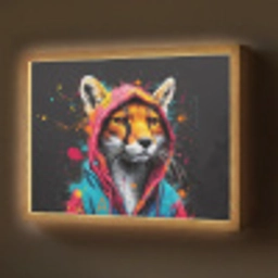 Graffiti - Vos - Jas - Pop art - Dieren Light Box met batterij (Wandlamp) middel -z3d_website