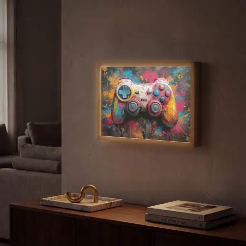 Graffiti - Gaming - Controller - Verf Light Box met batterij (Wandlamp) middel -sfeer1