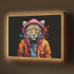 Graffiti - Luipaard - Zwart - Jas Light Box met batterij (Wandlamp) middel -z3d_website