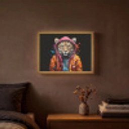 Graffiti - Luipaard - Zwart - Jas Light Box met batterij (Wandlamp) middel -sfeer4