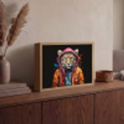 Graffiti - Luipaard - Zwart - Jas Light Box met batterij (Wandlamp) middel -sfeer2