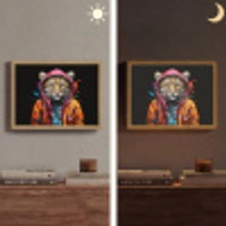 Graffiti - Luipaard - Zwart - Jas Light Box met batterij (Wandlamp) middel -sfeer3