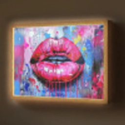 Graffiti - Lippen - Felroze - Geschilderd Light Box met batterij (Wandlamp) middel -z3d_website