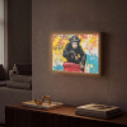 Graffiti - Aap - Street art - Dieren Light Box met batterij (Wandlamp) middel -sfeer1