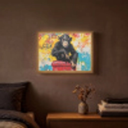 Graffiti - Aap - Street art - Dieren Light Box met batterij (Wandlamp) middel -sfeer4