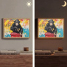 Graffiti - Aap - Street art - Dieren Light Box met batterij (Wandlamp) middel -sfeer3