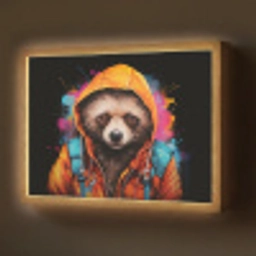 Graffiti - Wasbeer - Jas - Zwart Light Box met batterij (Wandlamp) middel -z3d_website