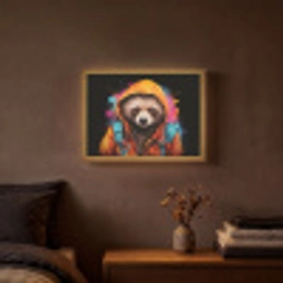 Graffiti - Wasbeer - Jas - Zwart Light Box met batterij (Wandlamp) middel -sfeer4