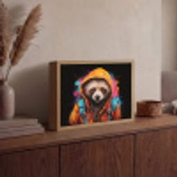 Graffiti - Wasbeer - Jas - Zwart Light Box met batterij (Wandlamp) middel -sfeer2