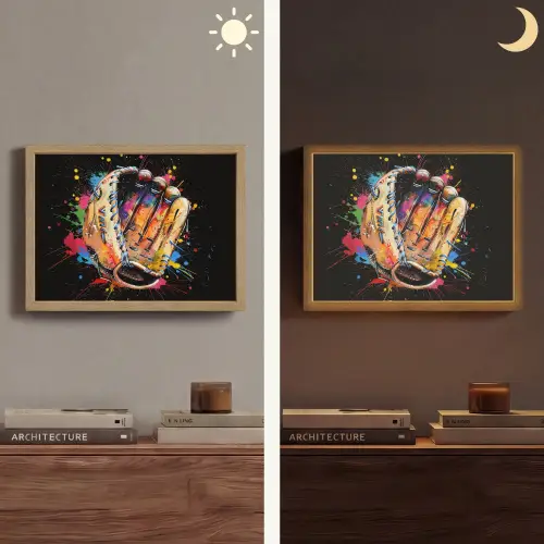Graffiti - Sport - Baseball - Honkbal Light Box met batterij (Wandlamp) middel -sfeer3