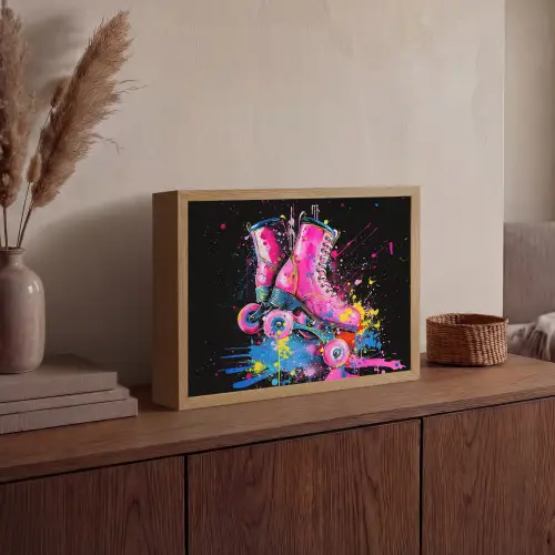 Graffiti - Sport - Rolschaatsen - Skating Light Box met batterij (Wandlamp) middel -sfeer2