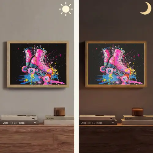 Graffiti - Sport - Rolschaatsen - Skating Light Box met batterij (Wandlamp) middel -sfeer3