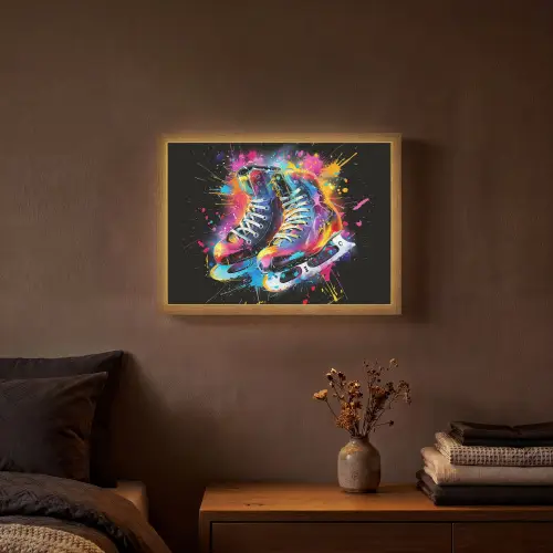 Graffiti - Sport - Schaatsen - Verf Light Box met batterij (Wandlamp) middel -sfeer4