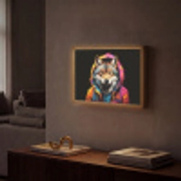 Graffiti - Wolf - Jas - Zwart Light Box met batterij (Wandlamp) middel -sfeer1