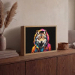 Graffiti - Wolf - Jas - Zwart Light Box met batterij (Wandlamp) middel -sfeer2