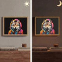 Graffiti - Wolf - Jas - Zwart Light Box met batterij (Wandlamp) middel -sfeer3