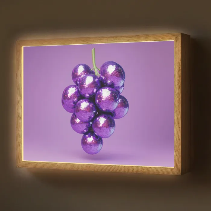 Druif - Disco - Glitter - Paars Light Box met batterij (Wandlamp) middel -z3d_website