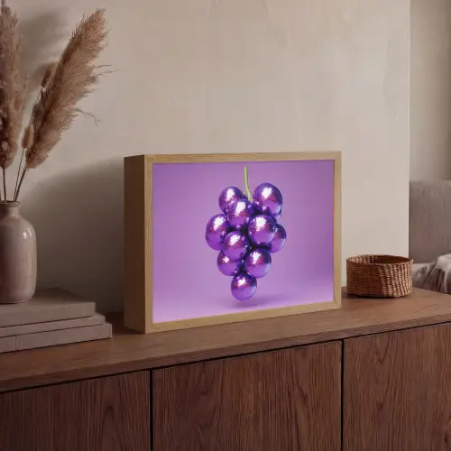 Druif - Disco - Glitter - Paars Light Box met batterij (Wandlamp) middel -sfeer2