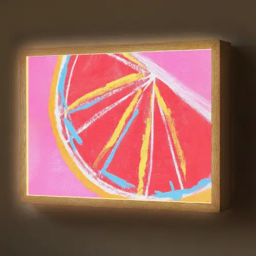 Grapefruit - Geschilderd - Roze - Strepen Light Box met batterij (Wandlamp) middel -z3d_website